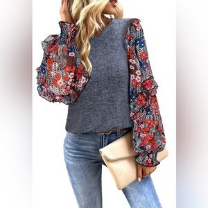 Floral Sleeve Sweater